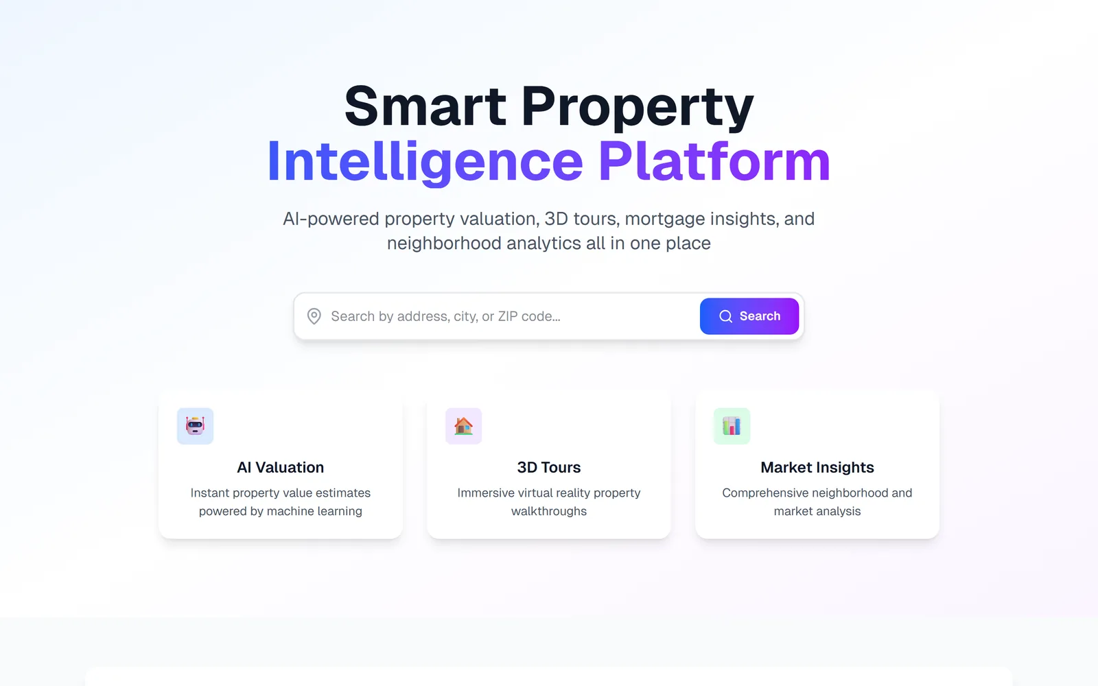 Property Intelligence Platform homepage